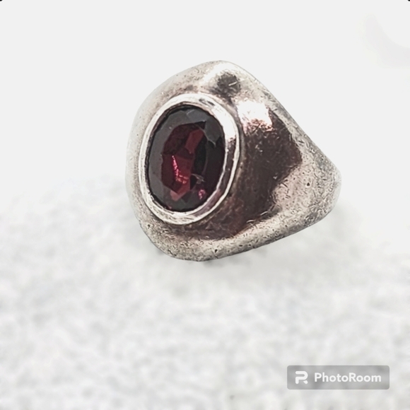 Vintage | Jewelry | Vintage Garnet Signet Ring Set In Sterling Silver ...